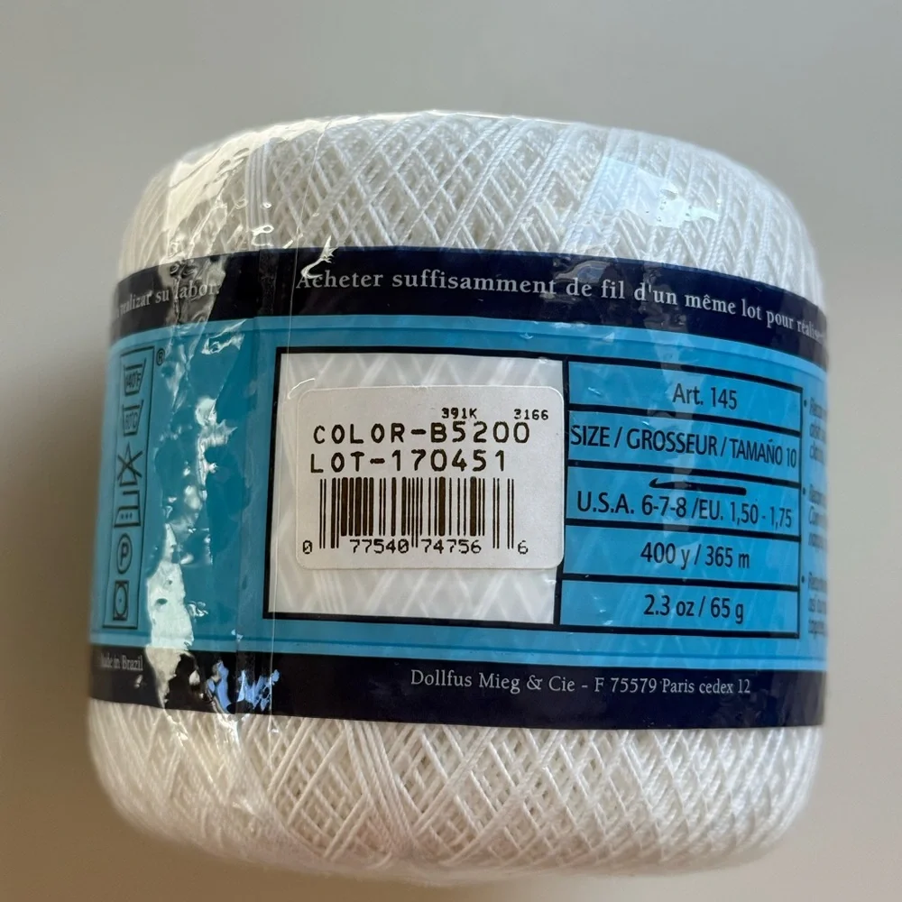 DMC Traditions Mercerized Cotton Thread‎ Crochet Craft White Art 145